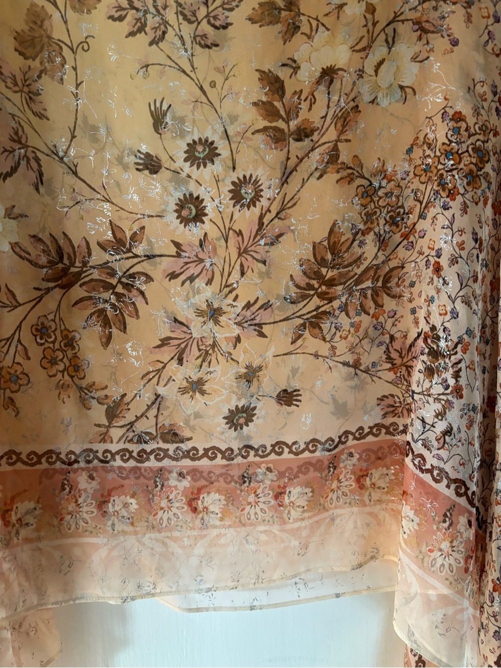 Etro Peach Floral Sheer Tunic with Metallic Accents - Picture 4 of 6